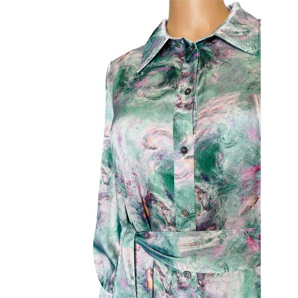 Current Air Los Angeles Marbled Motif Button Down Shirt Midi Dress size Small - Picture 6 of 10